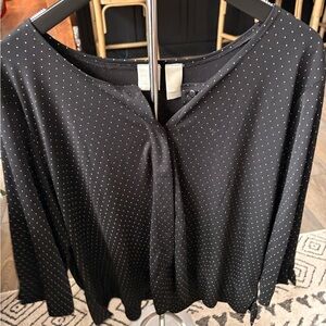 Emma James Black Blouse with White Dots